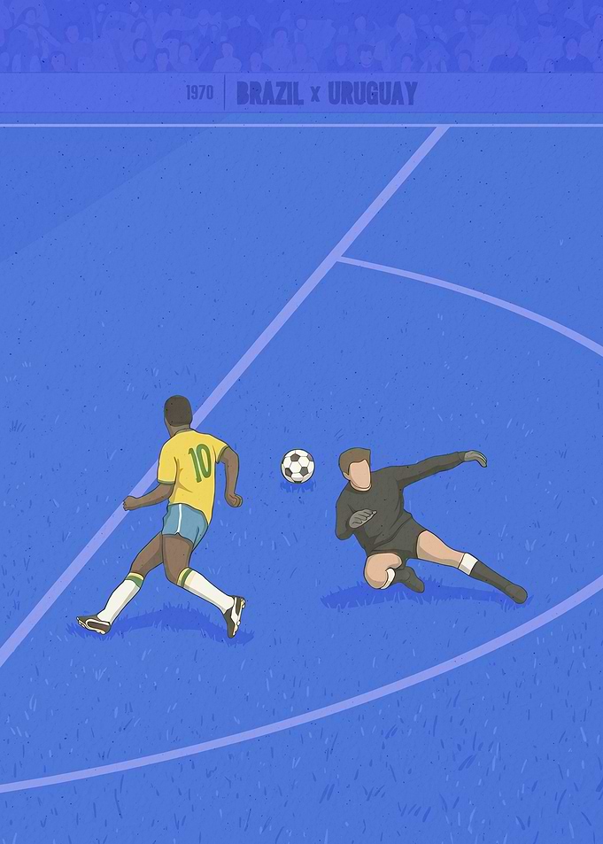 Brazil vs Uruguay 1970 World Cup Retro Art