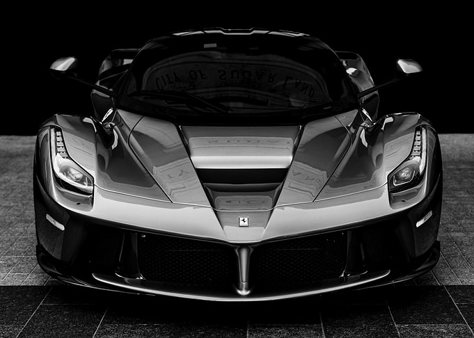 Black and White Ferrari LaFerrari Front View