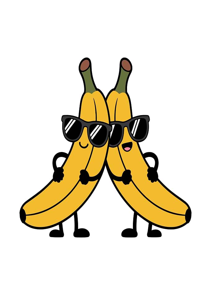 Two cool bananas wearing sunglasses