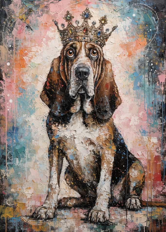 Basset Hound King with Crown