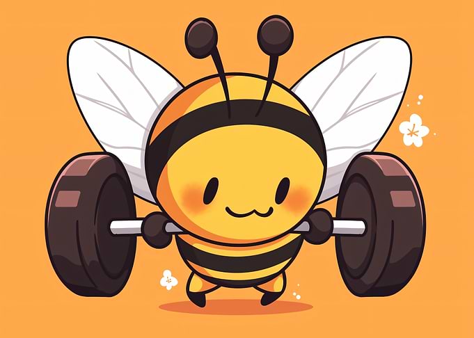 Cute Bee Lifting Weights
