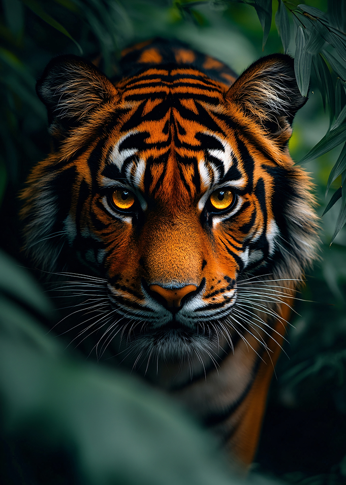 Intense Tiger in Lush Greenery