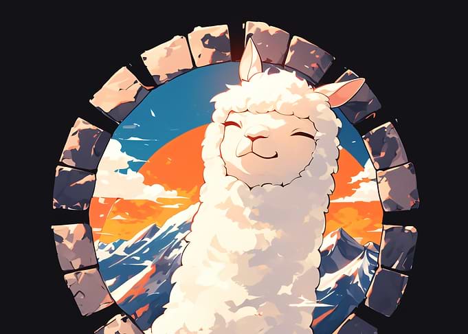 Cute Llama in Mountain Landscape
