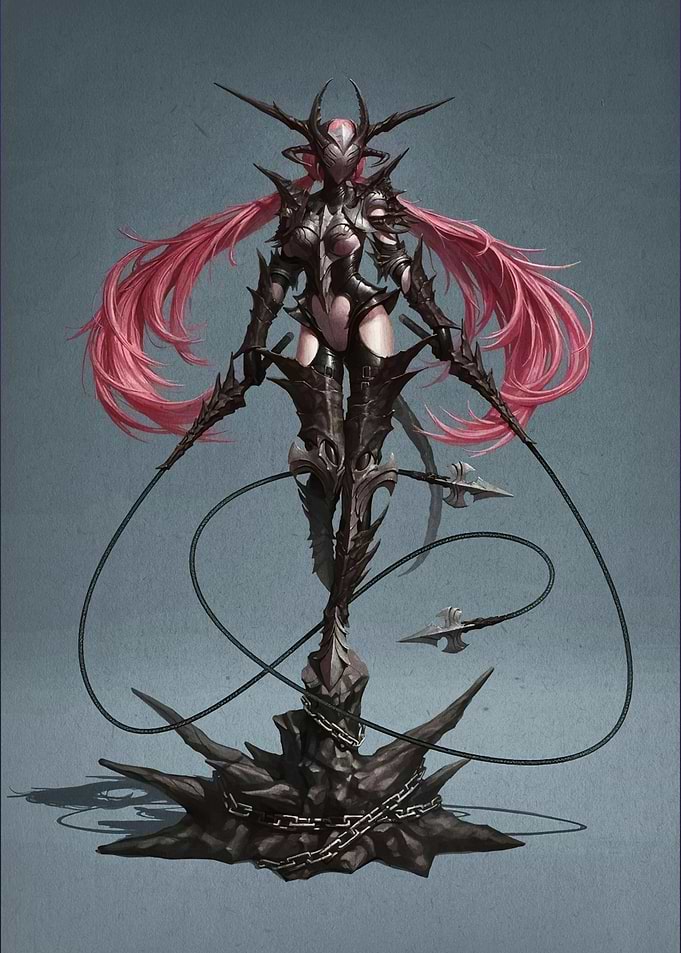 Dark Fantasy Warrior with Pink Hair