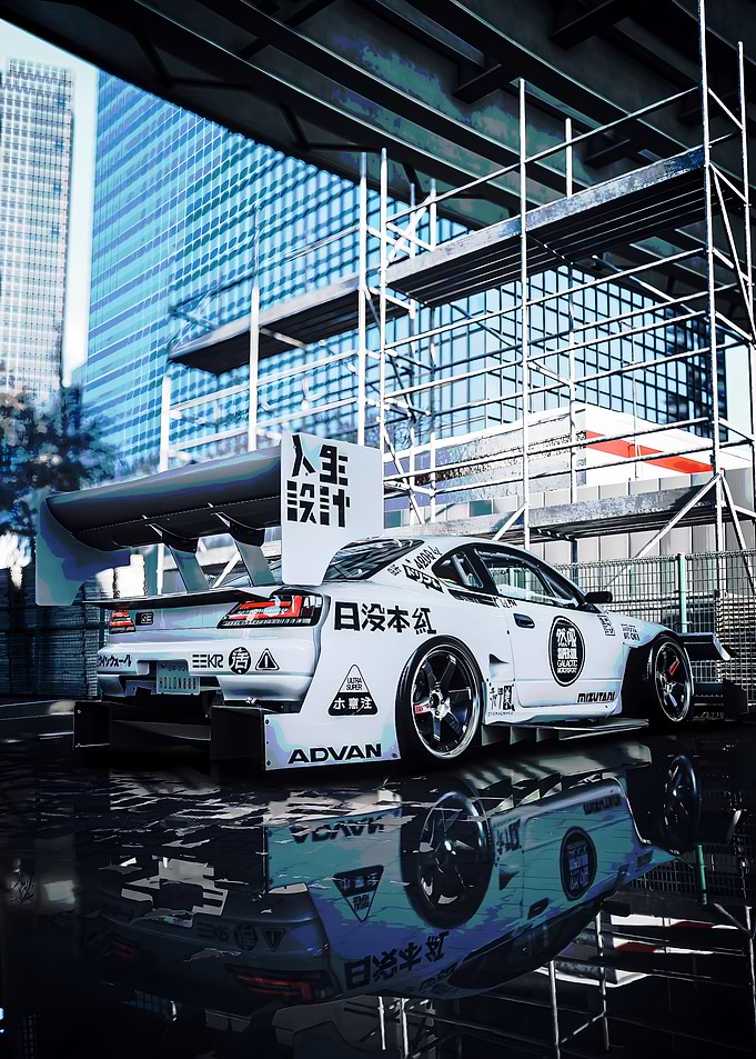 Modified White Nissan Silvia S15