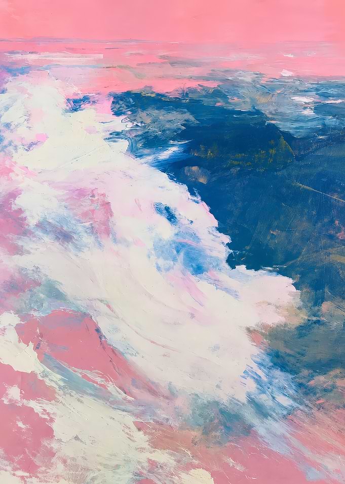 Abstract Pink and Blue Landscape