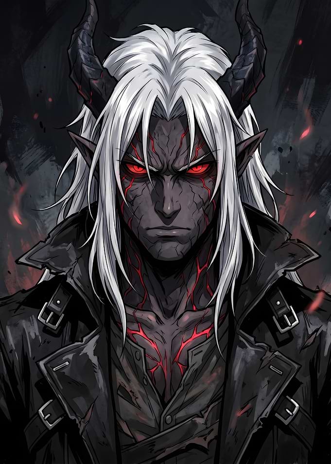 Demonic Warrior with Red Eyes