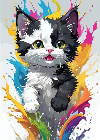 Cute Kitten Splashed with Paint
