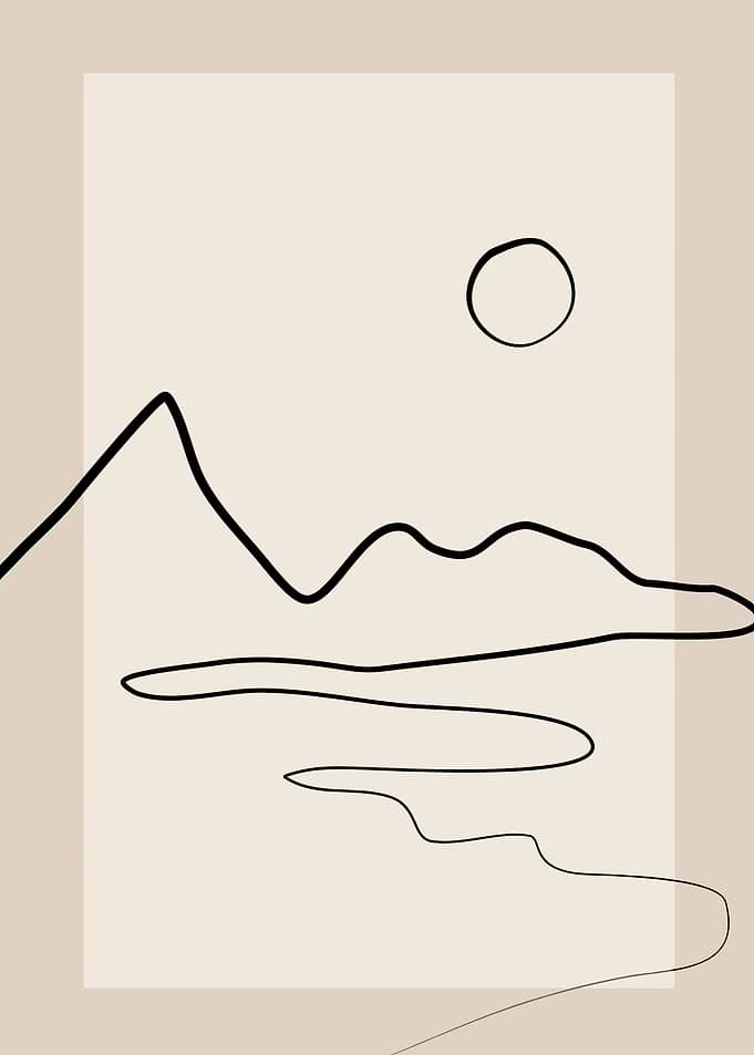 Minimalist Landscape Line Art