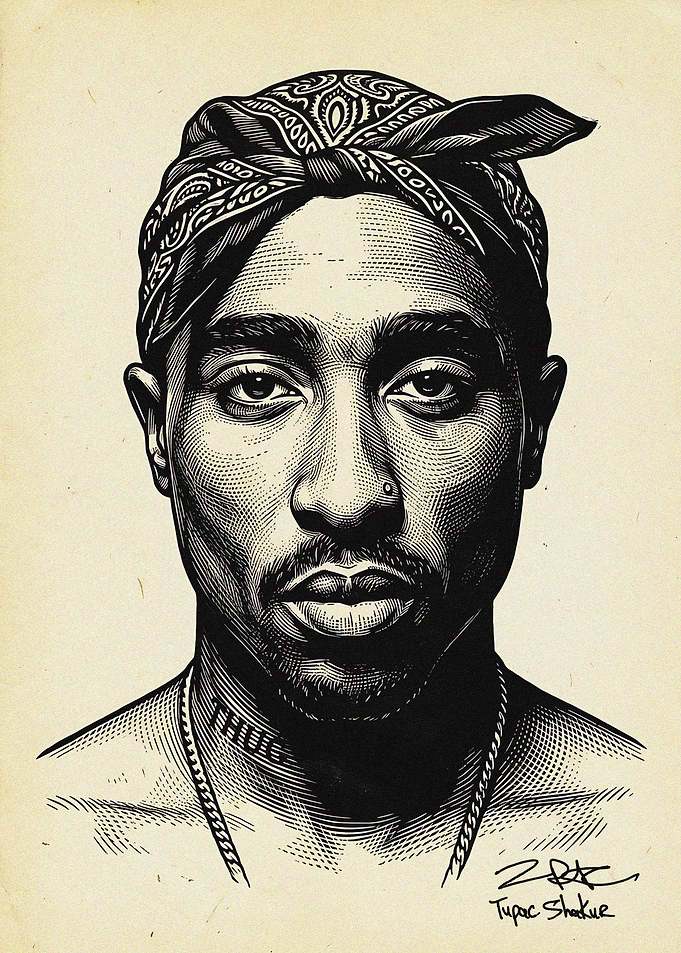 Tupac Shakur Portrait with Bandana