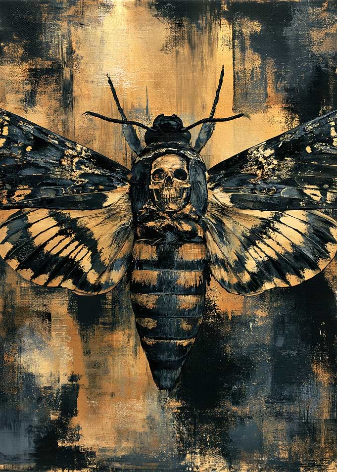 Death's-head Hawkmoth with Skull