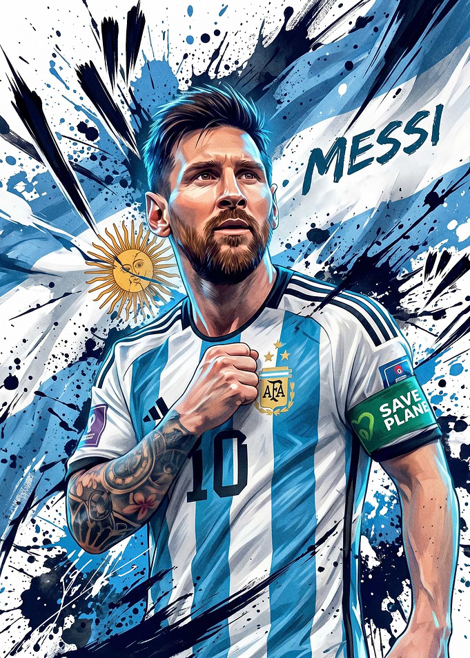 Lionel Messi Argentina Soccer Portrait