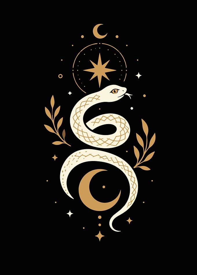 Mystical Snake with Celestial Elements