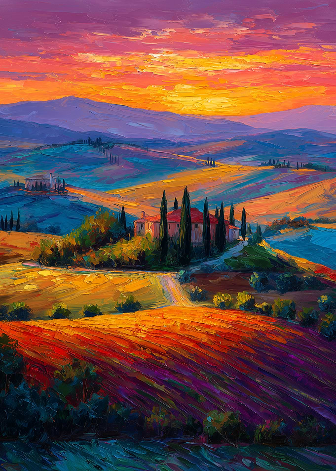 Tuscany Landscape at Sunset