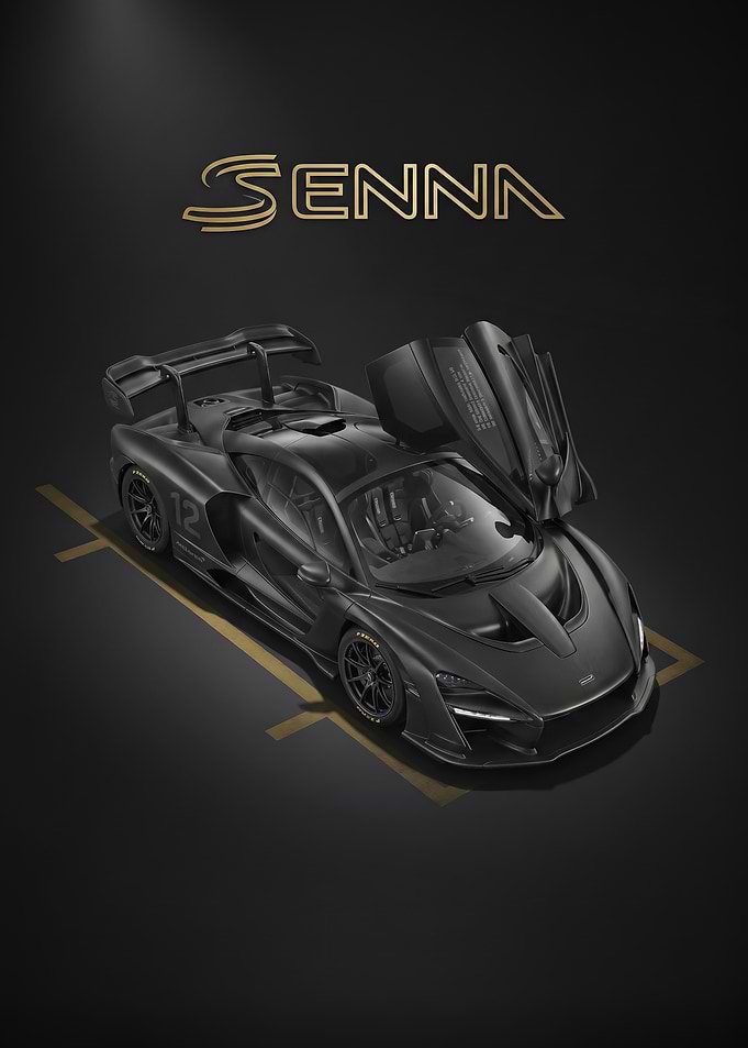 sleek black McLaren Senna GTR with Doors Open