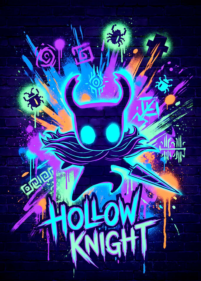 Hollow Knight Neon Graffiti Art