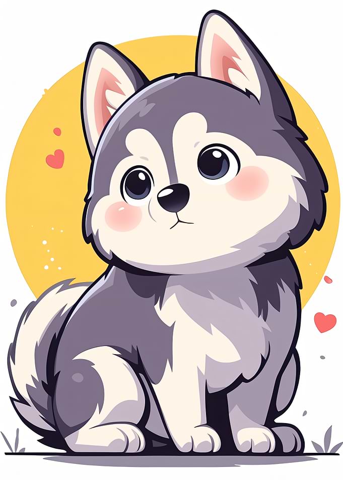Cute Husky Puppy Illustration