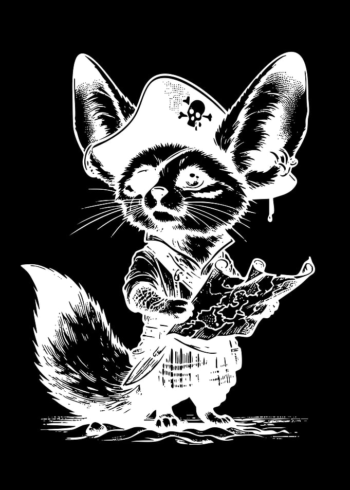 Pirate Fennec Fox with Treasure Map