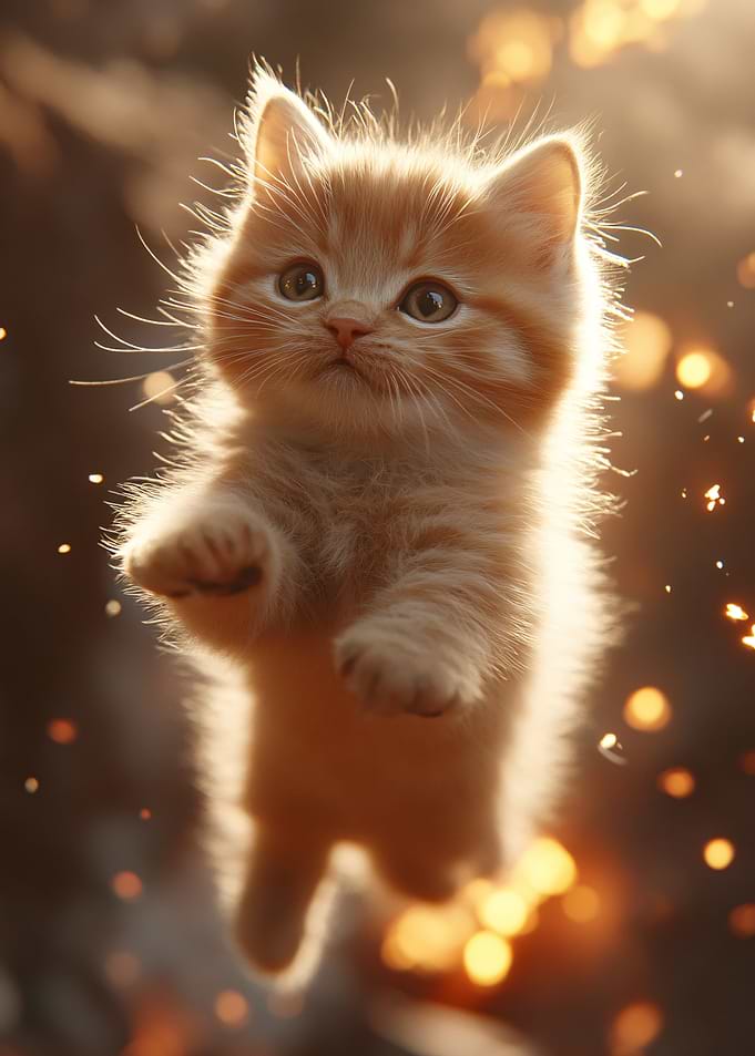 Adorable Orange Kitten in Mid-Air