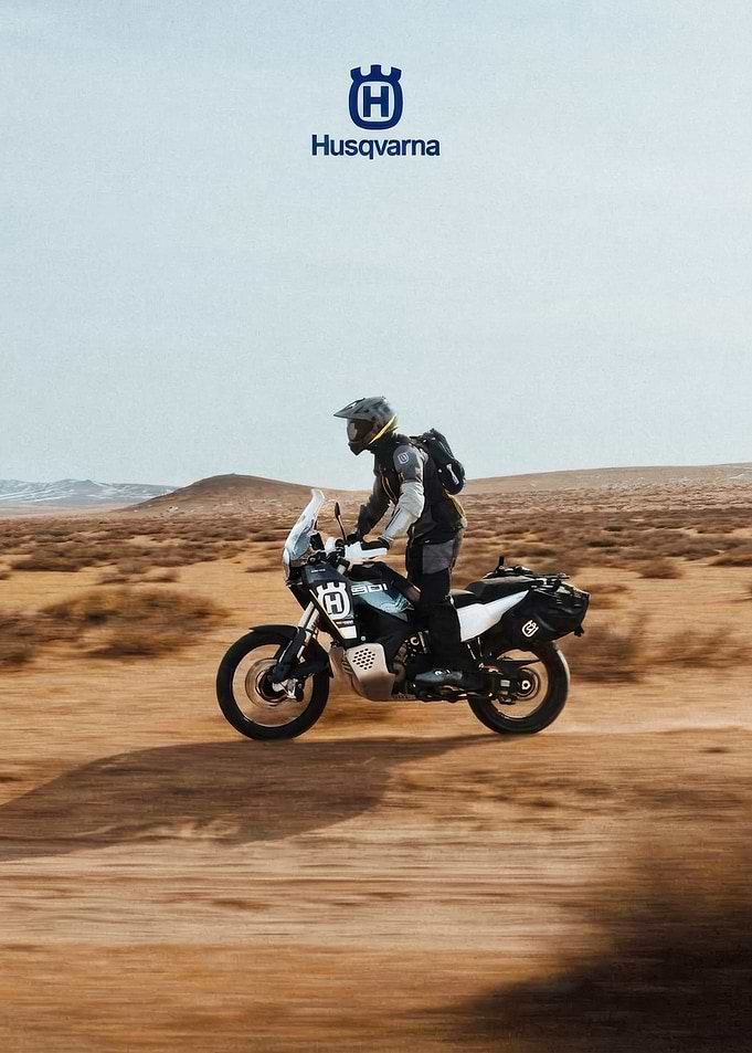 Husqvarna Motorcycle Rider in Desert