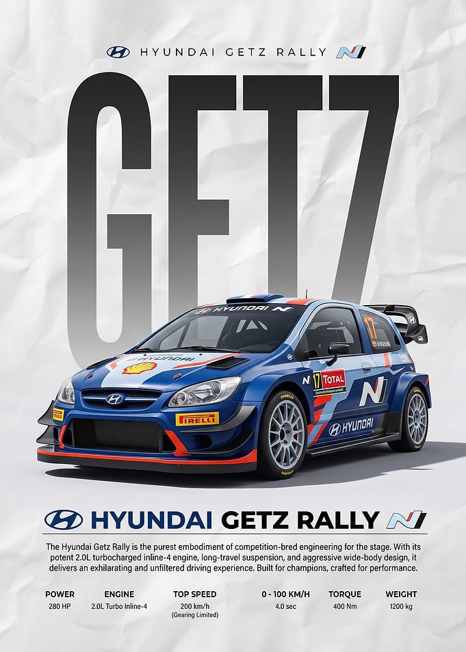 sleek race Hyundai Getz Rally Car Poster