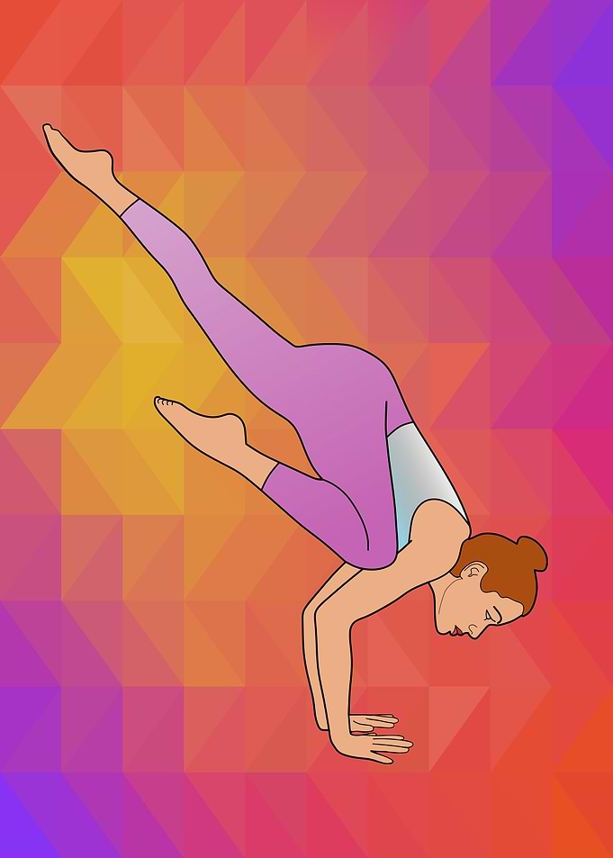 Woman in Yoga Pose on Geometric Background
