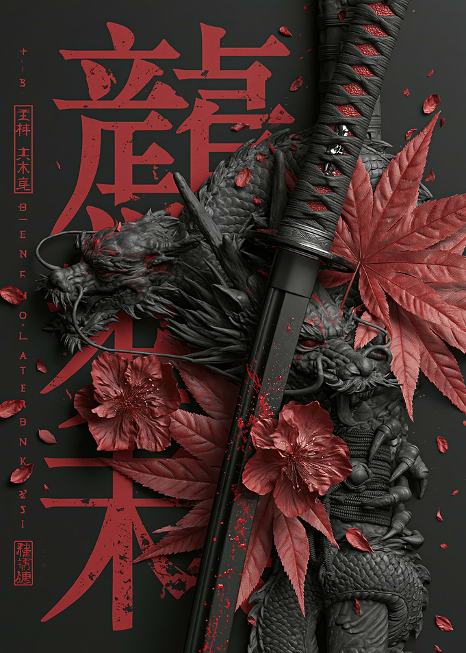 Samurai Sword Dragon Japanese Art