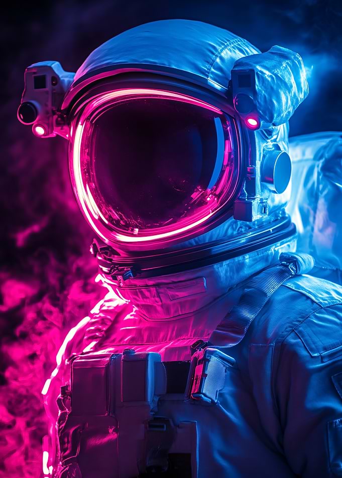Astronaut with Neon Helmet