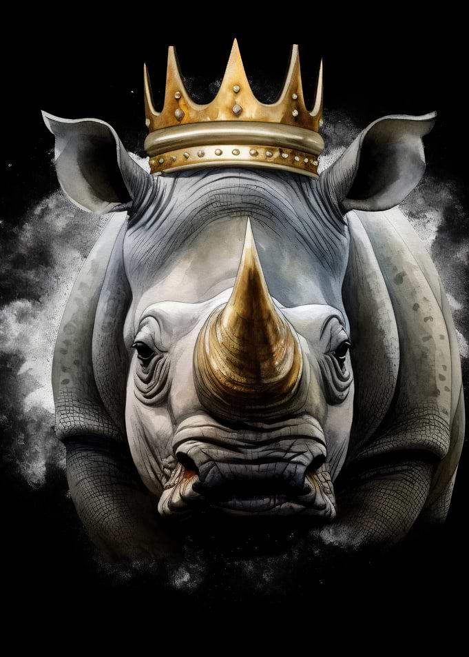 Rhinoceros King with Golden Crown