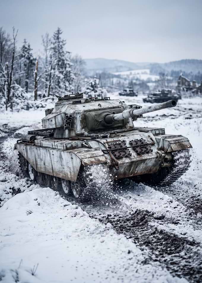 Tank in Snowy Landscape