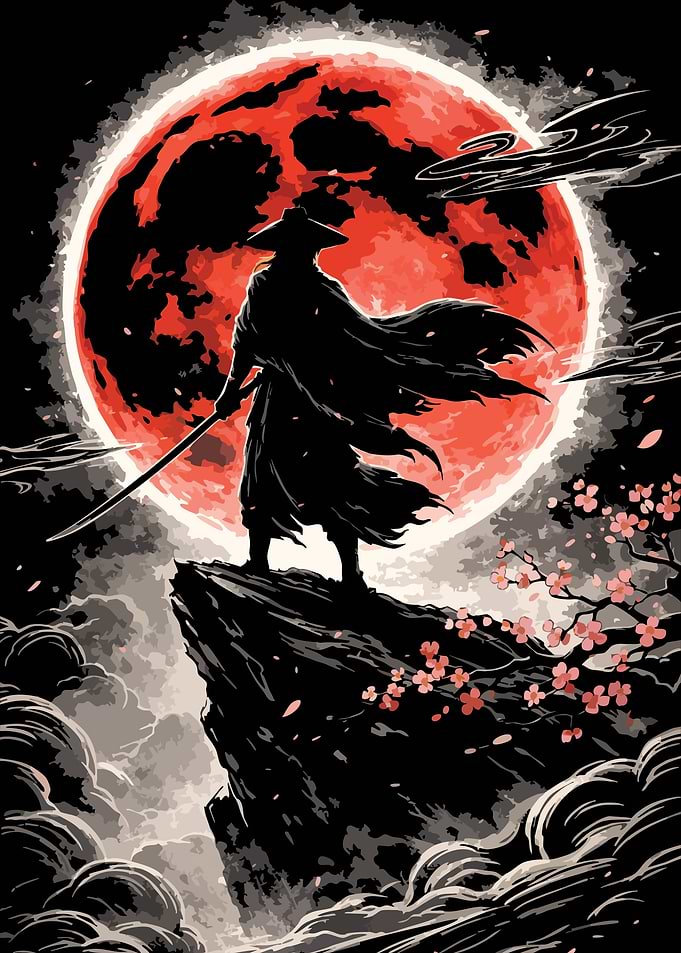 Samurai Under a Red Moon