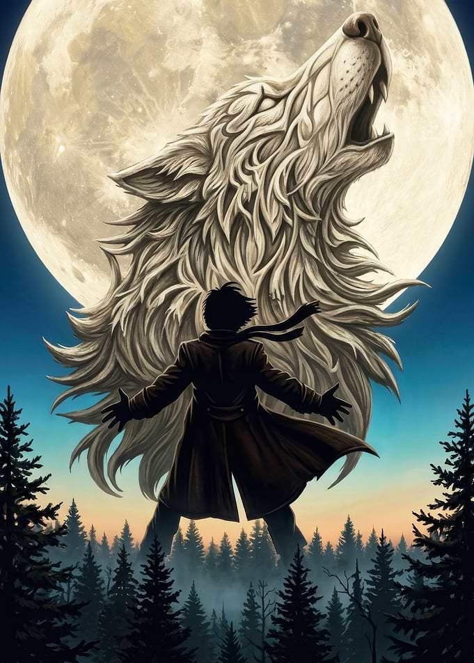 Wolf Howling at the Moon