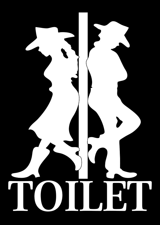 Cowboy and Cowgirl Toilet Sign