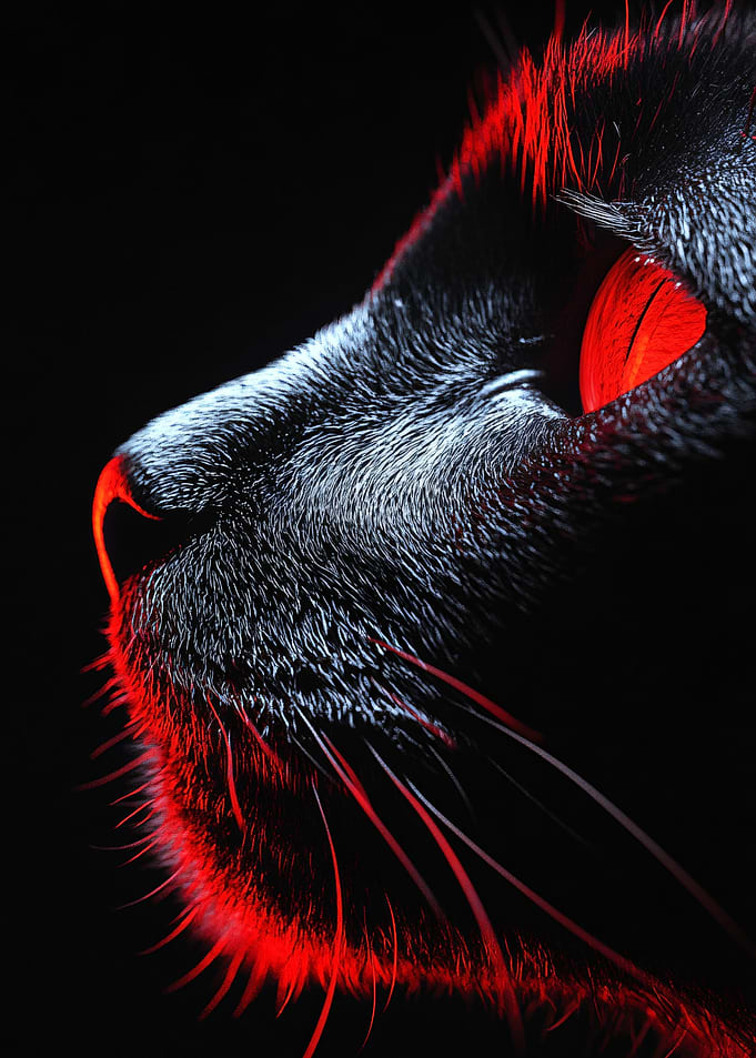 Black Cat with Red Eyes