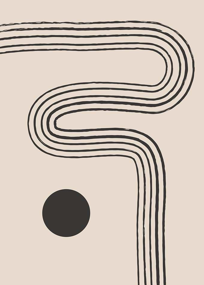 Abstract Wavy Lines and Circle
