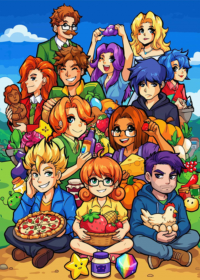 Stardew Valley Characters with Crops