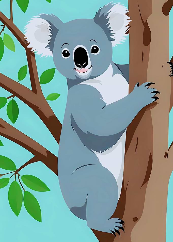 Cute Koala Climbing a Tree