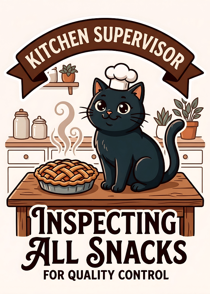 Kitchen Supervisor Cat Inspecting Pie