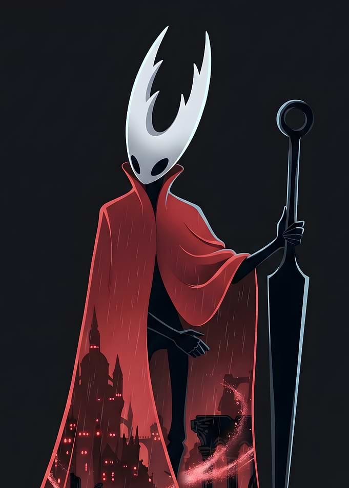Hollow Knight Hornet with Cityscape Cape