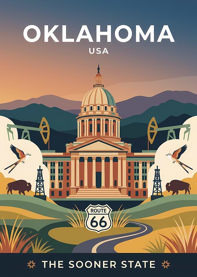 Oklahoma The Sooner State Vintage Poster
