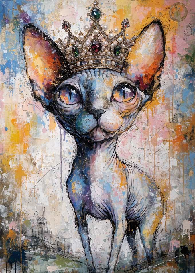 Sphynx Cat Wearing a Crown