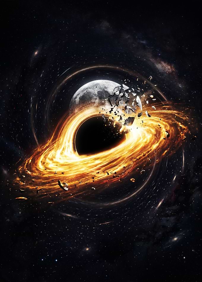 Black Hole Devouring Moon