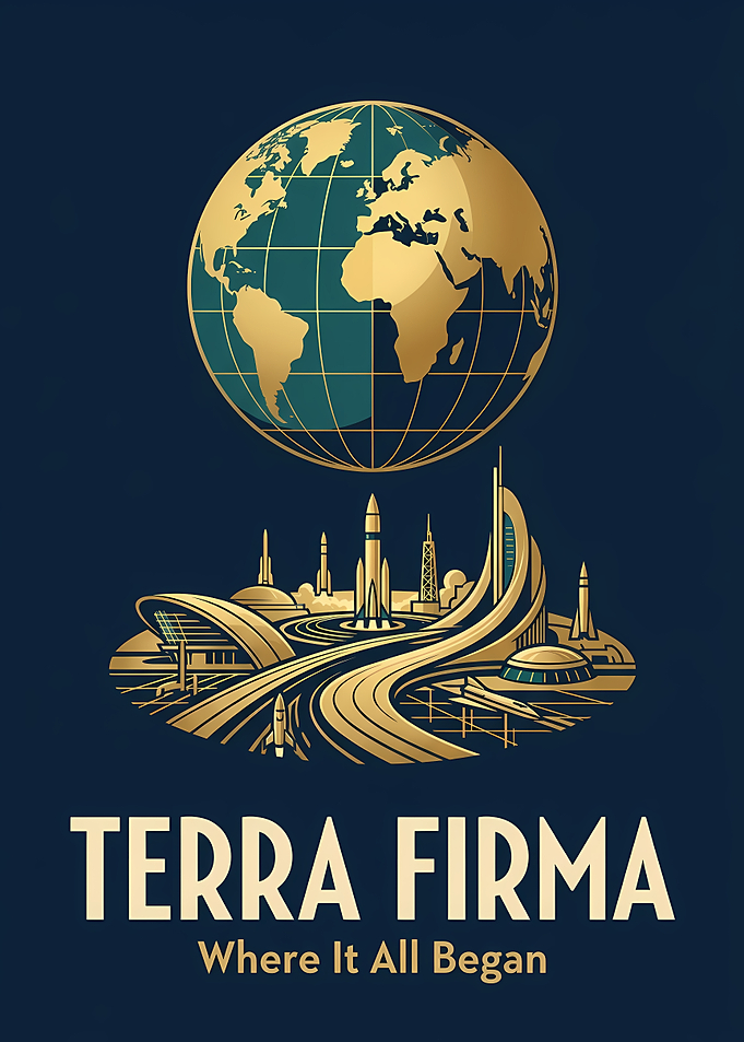 Earth Spaceport Poster Vintage Terra Travel