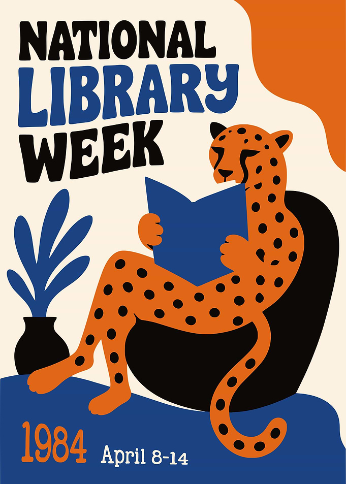 National Library Week 1984 Cheetah Reading