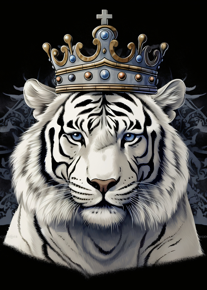 White Tiger King with Crown