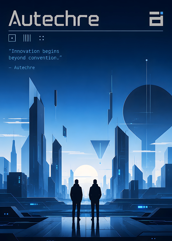 Futuristic Cityscape with Two Figures