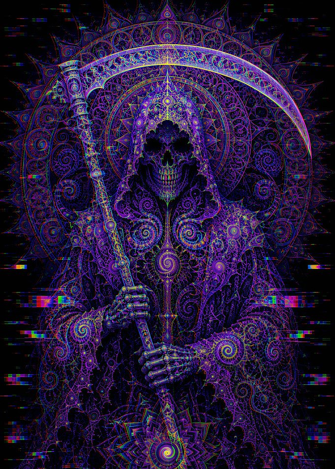 Grim Reaper Psychedelic Glitch Art