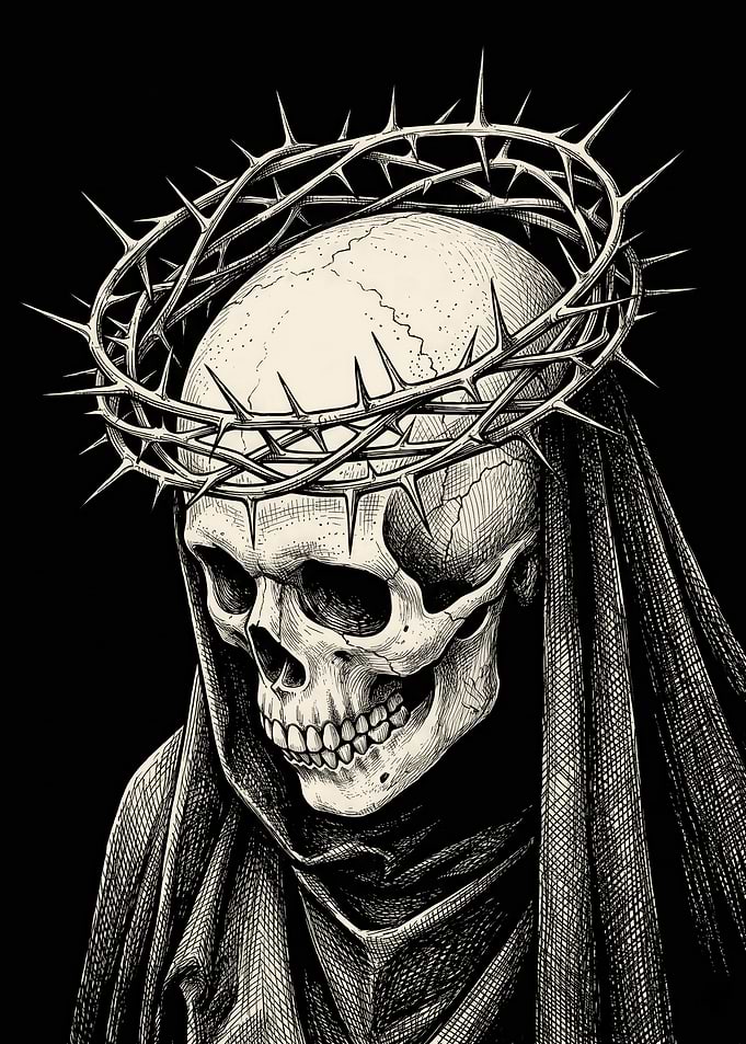 Skull with Crown of Thorns