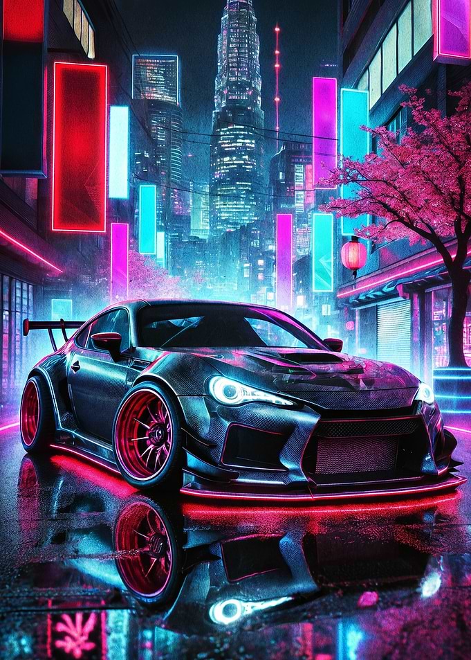 Cyberpunk Car in Neon City