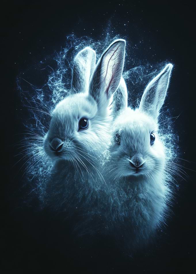 Mystical Blue Rabbits